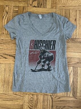 New Jersey Devils Nico Hischier women’s v neck t shirt - large - NWOT